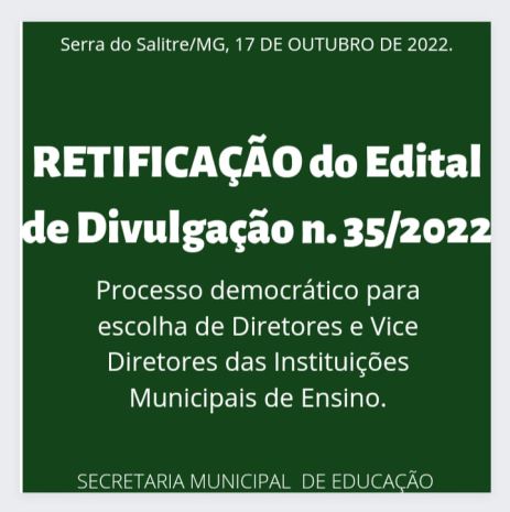 RETIFICA EDITAL DE DIVULGAÇÃO N. 035/202