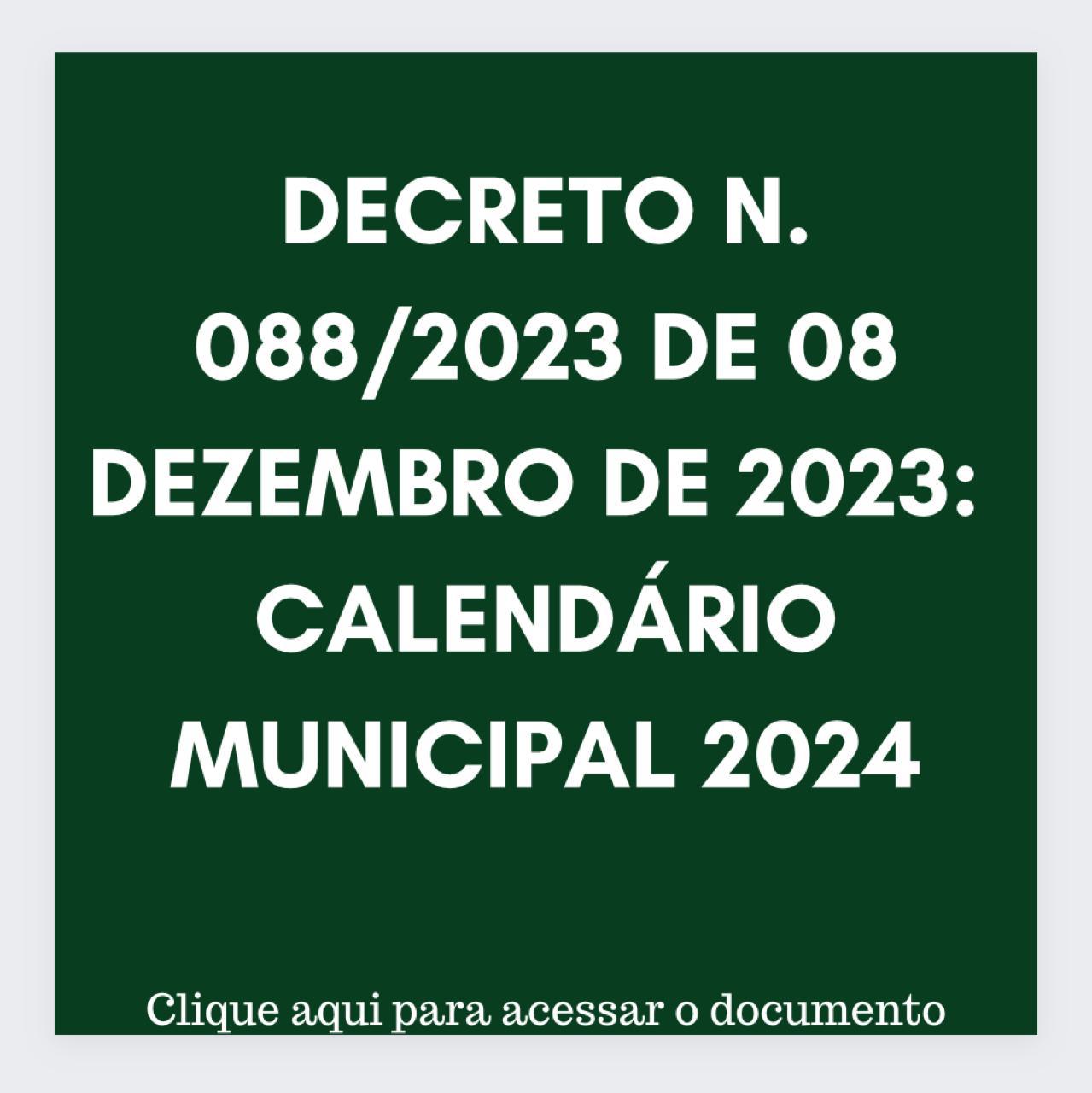 CALENDÁRIO MUNICIPAL 2024