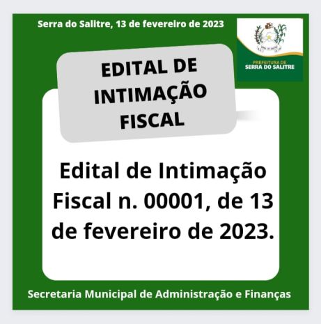 EDITAL DE INTIMAÇÃO FISCAL Nº 00001/2023