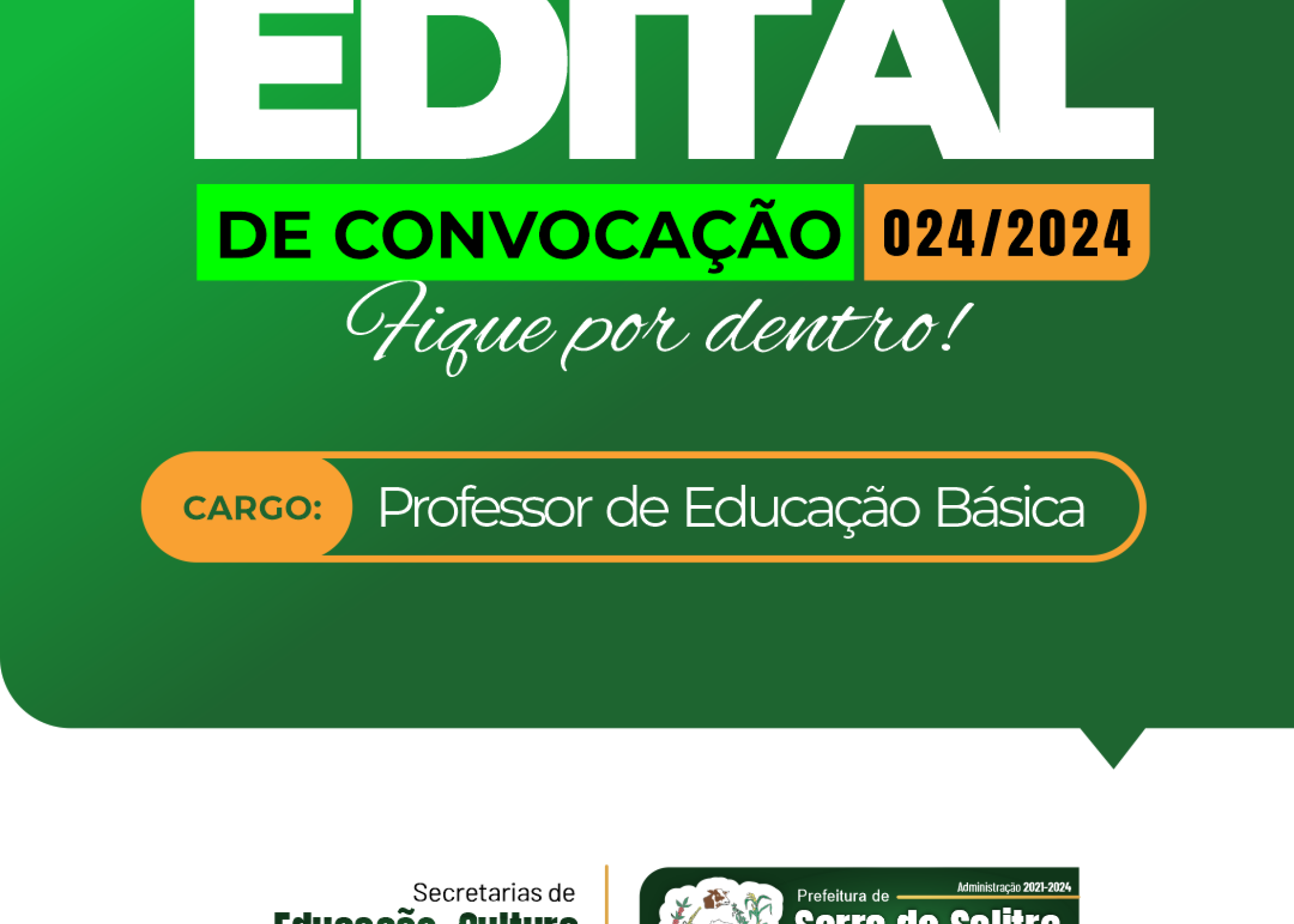 EDITAL DE CONVOCAÇÃO 024/2024 - PROFESSOR DE EDUCAÇÃO BÁSICA 