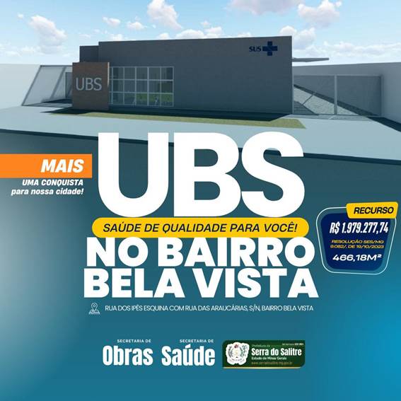 Município conquista recursos para a construção de UBS no Bairro Bela Vista